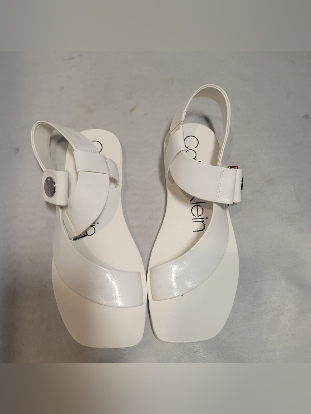 Calvin Klein CK Jeans Women's Rikki Flat Sandal Size 8M White